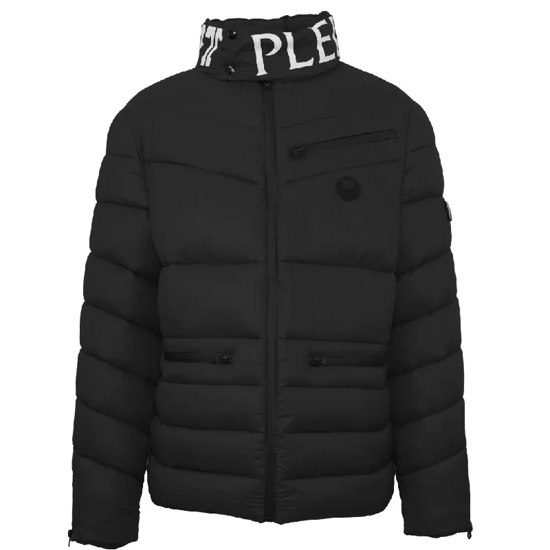 Men's Coats for Winter CampingPlein Sport Padded Bold Logo Black Jacket