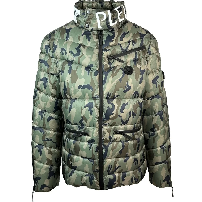 Men's Coats with Multi-Pocket DesignPlein Sport Padded Bold Logo Camo Jacket