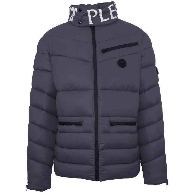 Classic Men's Trench CoatsPlein Sport Padded Bold Logo Grey Jacket