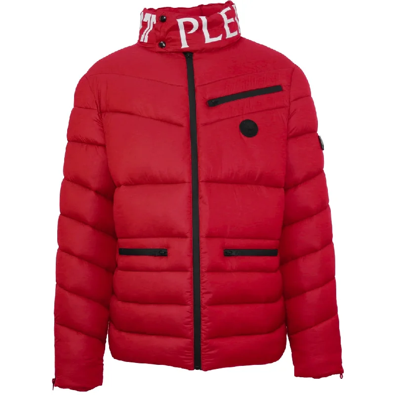 Men's Coats with Adjustable SleevesPlein Sport Padded Bold Logo Red Jacket