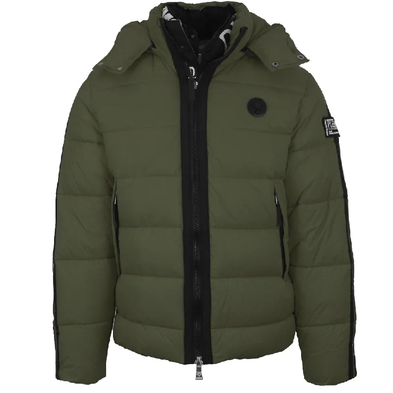 Stylish Men's Biker JacketsPlein Sport Padded Small Circular Logo Green Jacket
