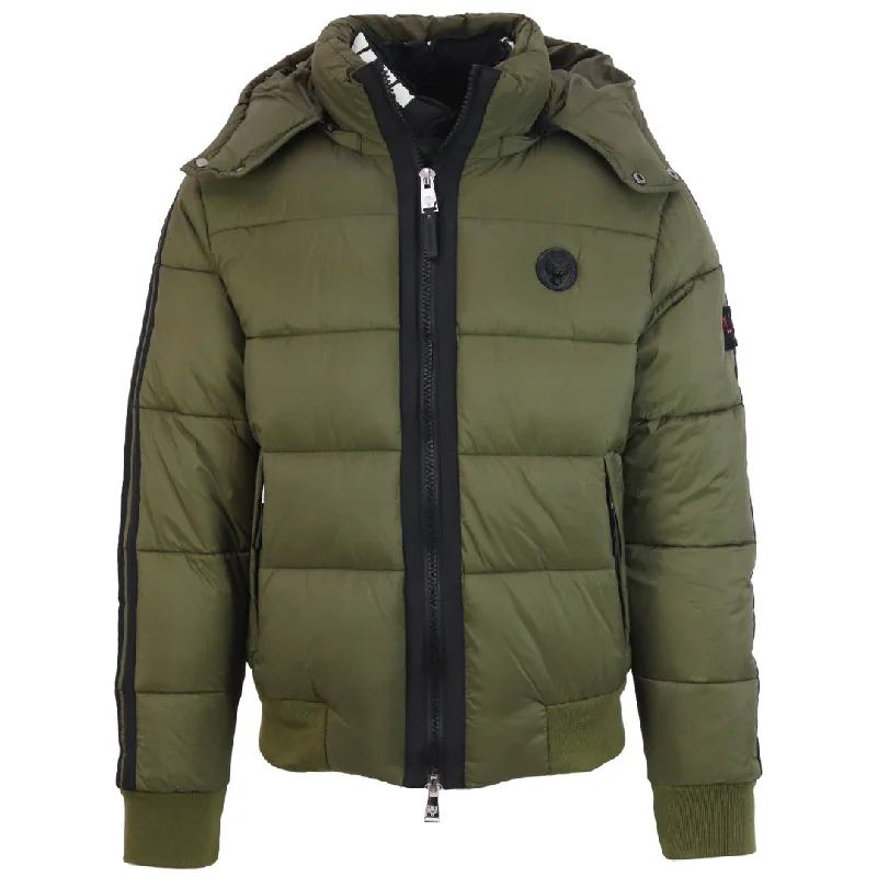 Men's Coats with Contrast StitchingPlein Sport Padded Taped Sleeve Green Jacket