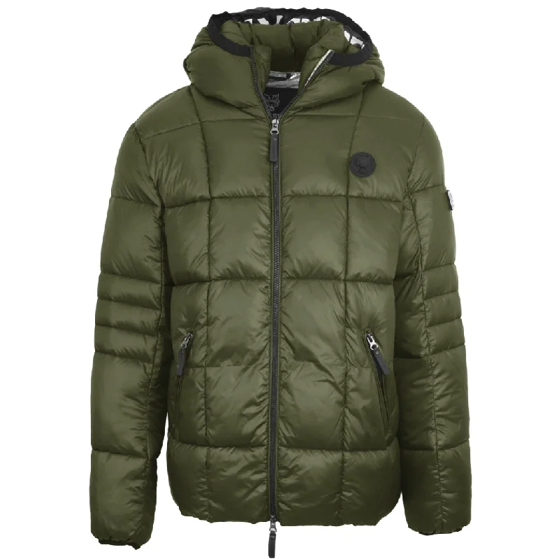 Men's Coats for SnowshoeingPlein Sport Small Circle Logo Quilted Green Jacket