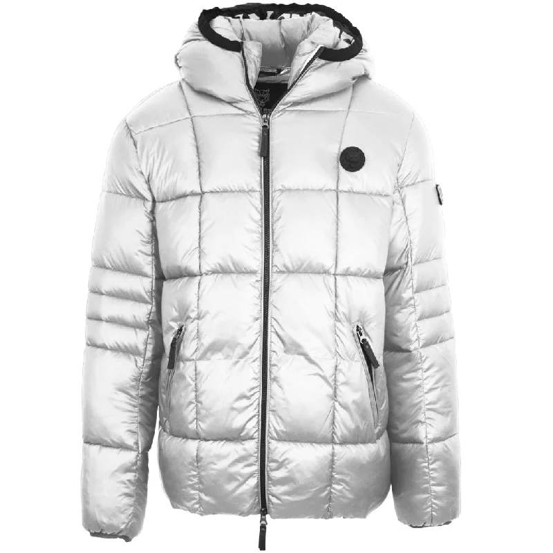 High-Quality Men's Duffle CoatsPlein Sport Small Circle Logo Quilted White Jacket