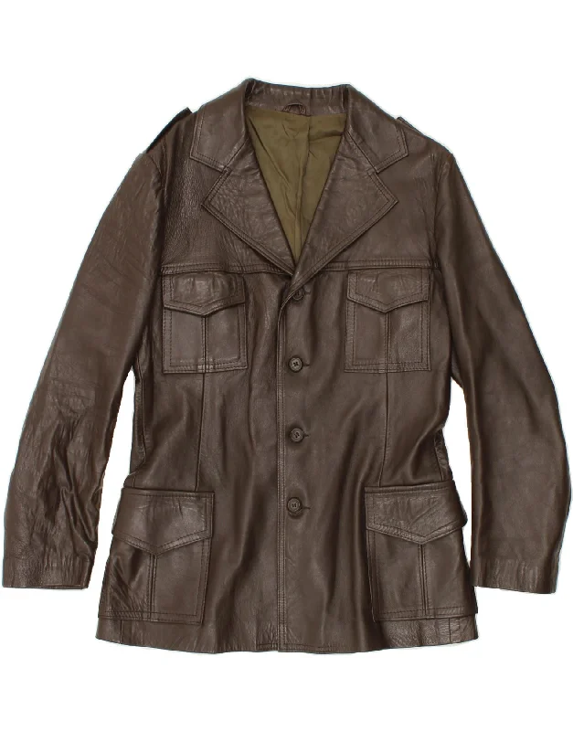 Men's Coats with Fur TrimPRIMARK Mens Leather Jacket UK 42 XL Brown