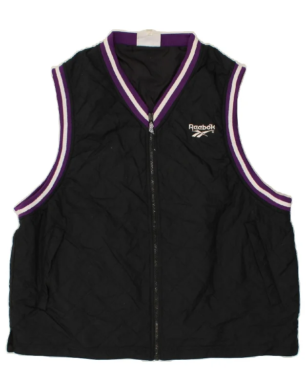 Men's Coats for AutumnREEBOK Mens Graphic Quilted Gilet UK 42 XL Black Polyamide