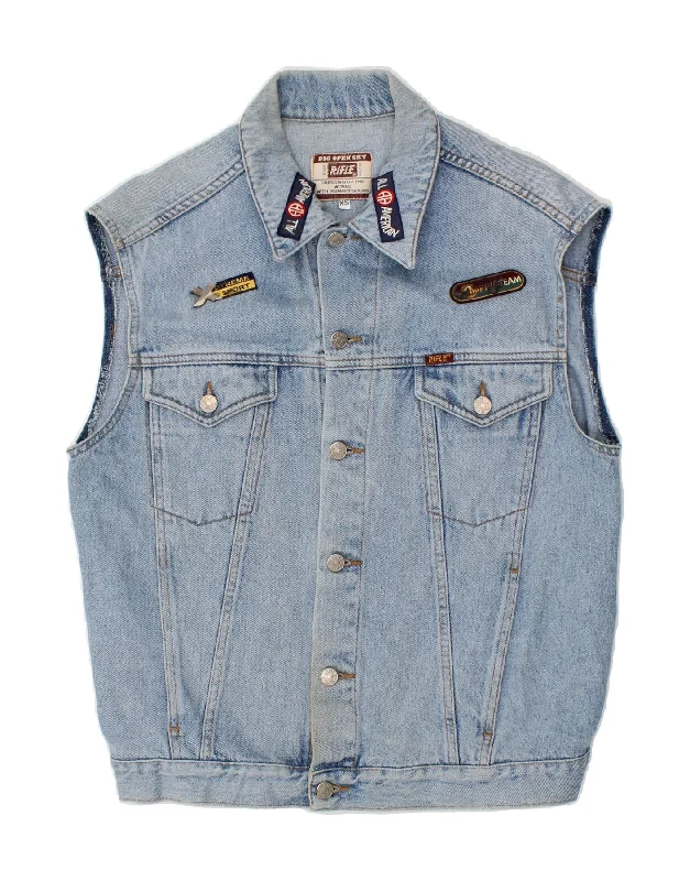 Men's Coats with Breathable FabricRIFLE Mens Denim Gilet UK 34 XS Blue