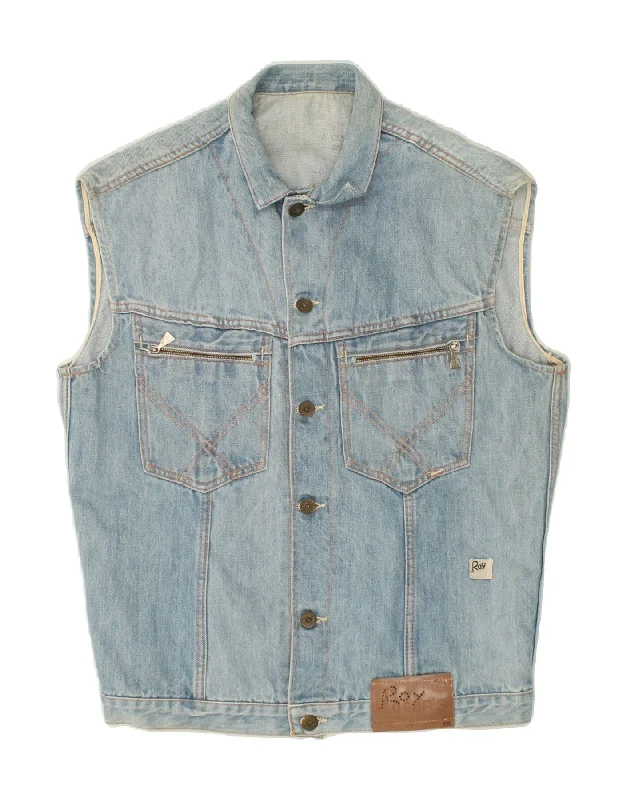Men's Coats for Winter CampingROY ROGERS Mens Denim Gilet UK 38 Medium Blue