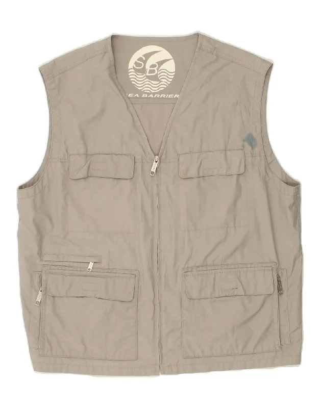 Durable Men's Car CoatsSEA BARRIER Mens Utility Gilet UK 42 XL Grey Polyester