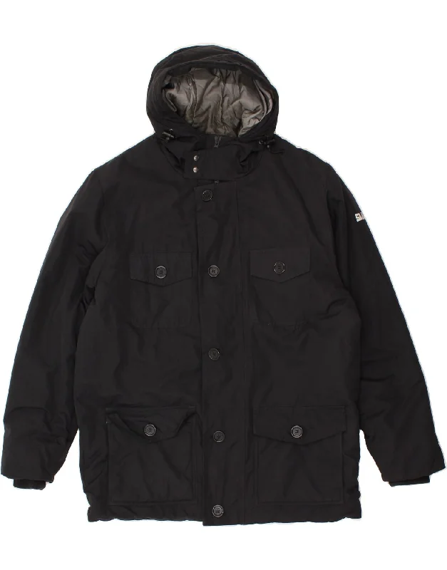Men's Coats with Water-Repellent FabricSLAM Mens Hooded Utility Jacket UK 42 XL Black Nylon Men's Coats with Water-Repellent FabricSLAM Mens Hooded Utility Jacket UK 42 XL Black Nylon