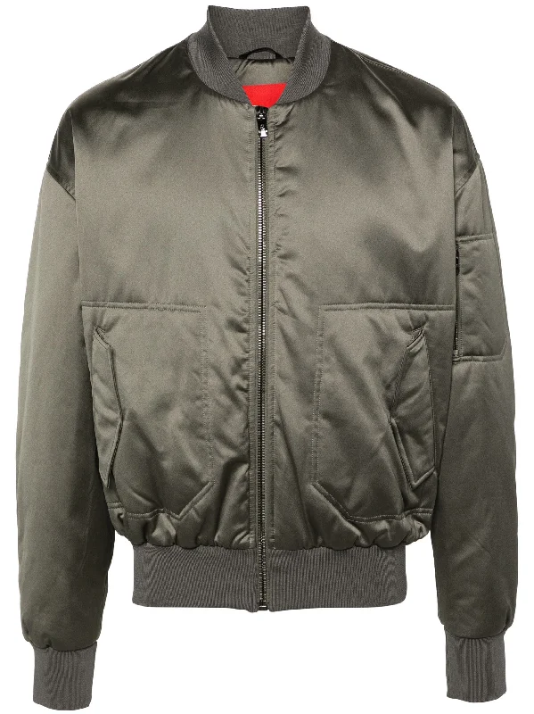 Designer Men's OvercoatsTape-Detail Zip-Up Bomber Jacket