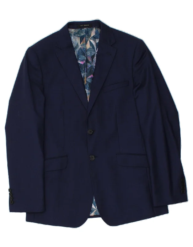 Men's Coats with Embroidered DetailsTED BAKER Mens 2 Button Blazer Jacket UK 40 Large Navy Blue Wool Men's Coats with Embroidered DetailsTED BAKER Mens 2 Button Blazer Jacket UK 40 Large Navy Blue Wool
