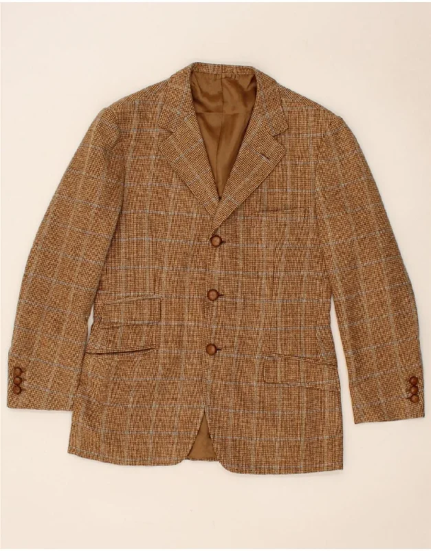 Men's Coats for LayeringVINTAGE Mens 3 Button Blazer Jacket UK 36 Small Brown Check