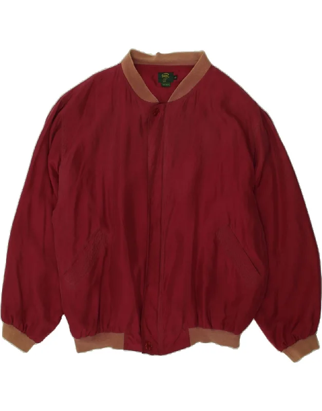 Men's Coats with Adjustable HemsVINTAGE Mens Bomber Jacket UK 40 Large Red Silk