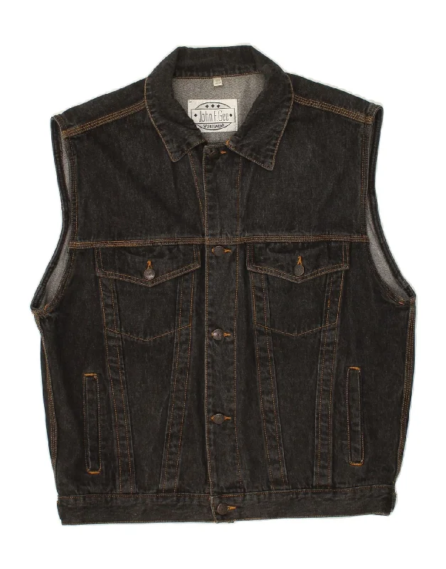 Best Men's Leather CoatsVINTAGE Mens Denim Gilet IT 48/50 Medium Grey Cotton