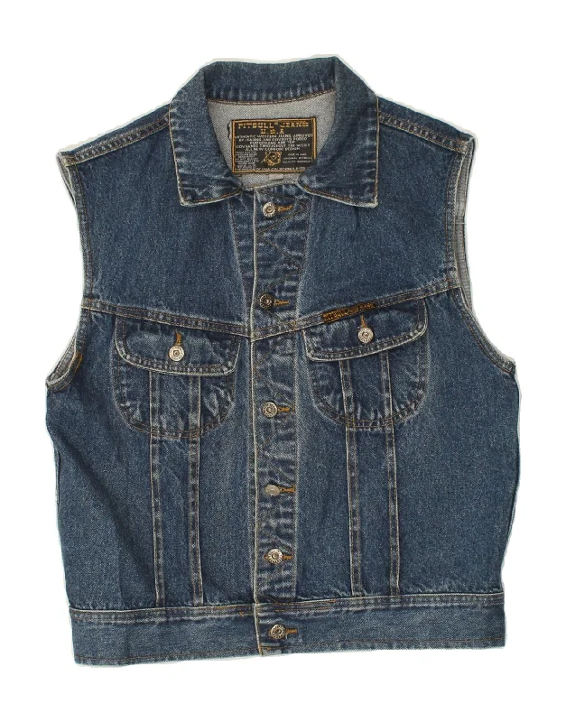 Men's Coats with Flannel LiningVINTAGE Mens Denim Gilet UK 36 Small Blue Cotton