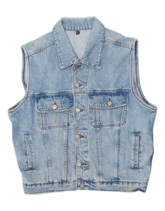 Classic Men's Trench CoatsVINTAGE Mens Denim Gilet UK 38 Medium Blue Cotton