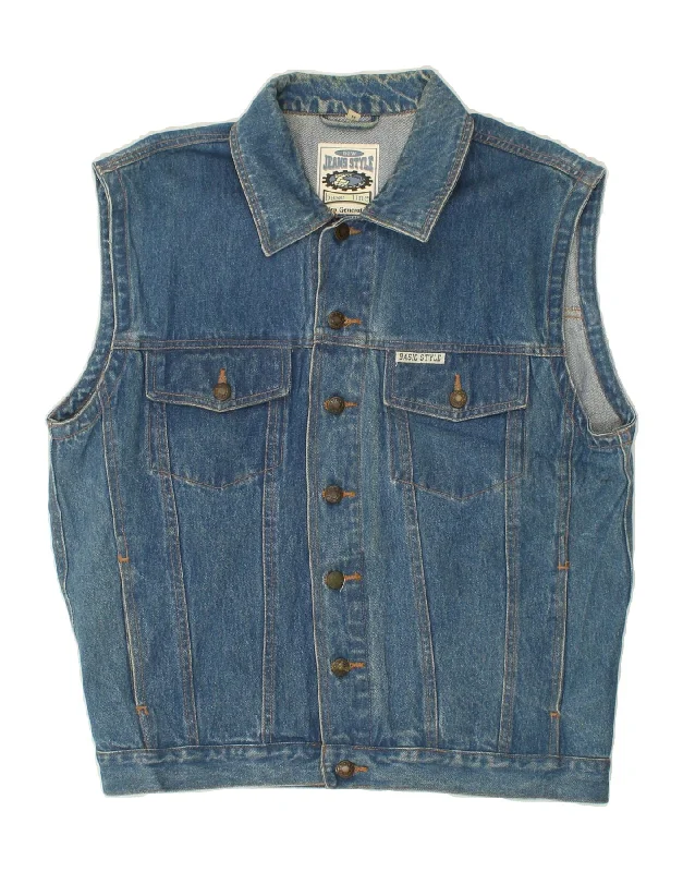 Men's Coats for Dressy OccasionsVINTAGE Mens Denim Gilet UK 38 Medium Blue Cotton