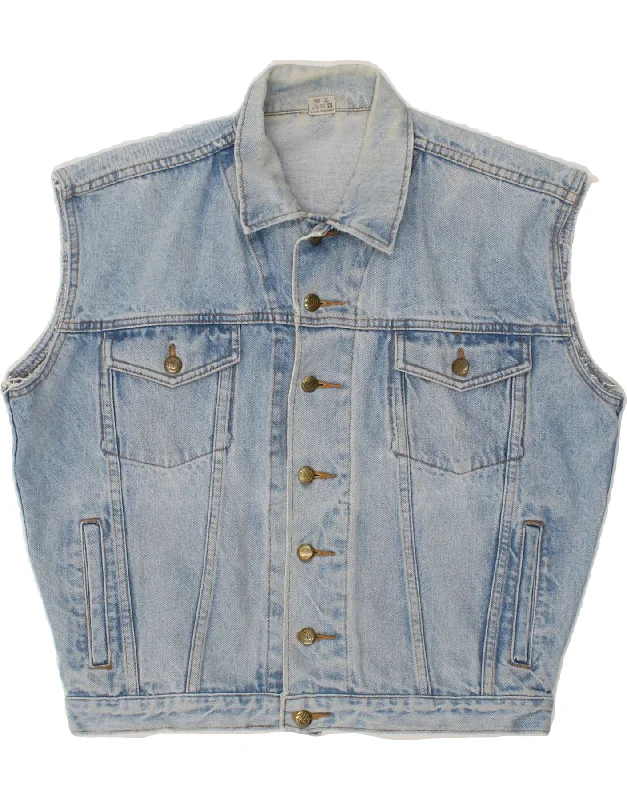 Men's Coats with Breathable FabricVINTAGE Mens Denim Gilet UK 40 Large Blue Cotton