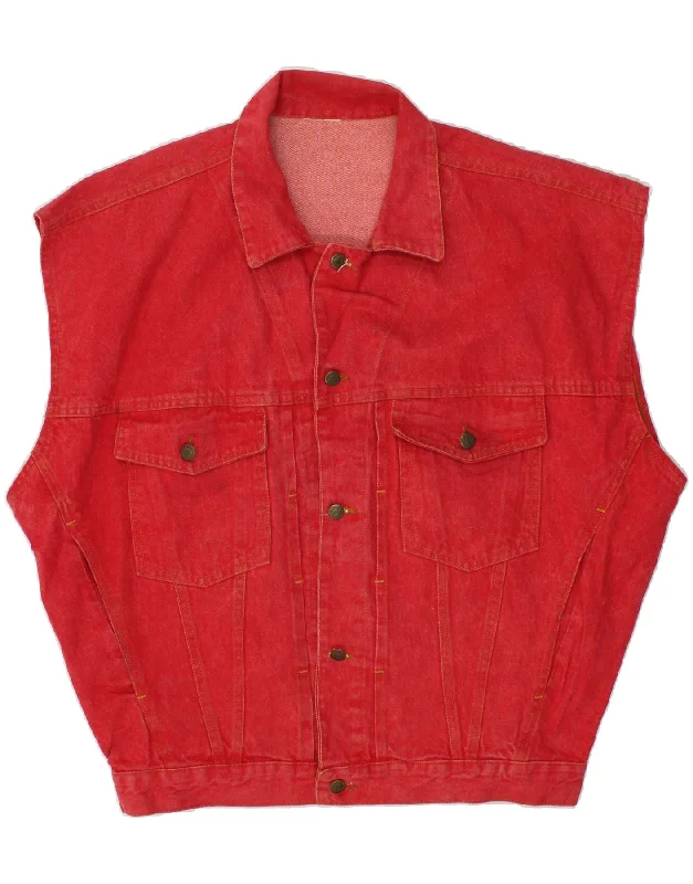 Men's Coats for City WearVINTAGE Mens Denim Gilet UK 46 3XL Red