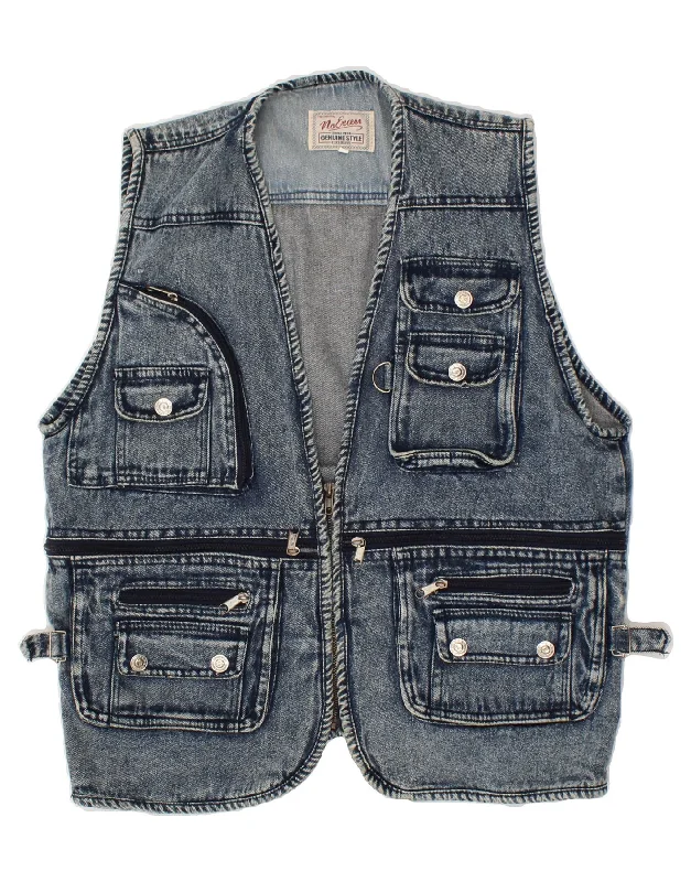 Men's Coats with Vintage StyleVINTAGE Mens Denim Utility Gilet UK 40 Large Blue