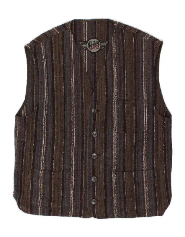 Men's Coats with Adjustable SleevesVINTAGE Mens Gilet UK 38 Medium Grey Striped