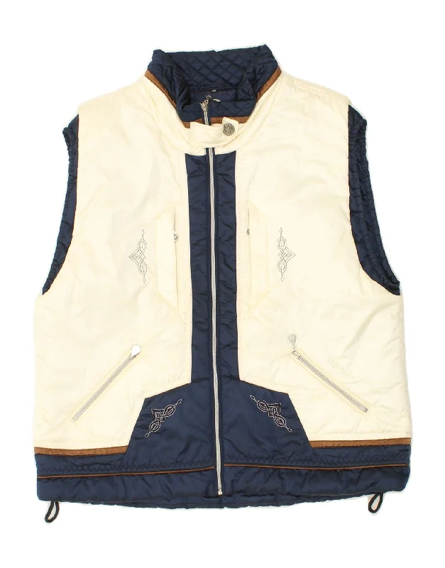 Men's Coats with Snap ButtonsVINTAGE Mens Graphic Padded Gilet UK 42 XL Beige Colourblock Men's Coats with Snap ButtonsVINTAGE Mens Graphic Padded Gilet UK 42 XL Beige Colourblock