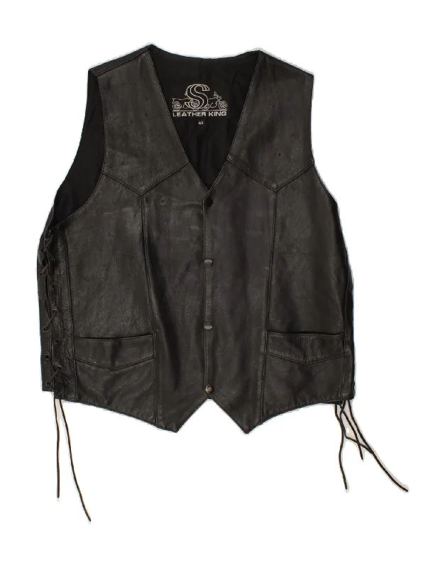 Men's Coats for Dressy OccasionsVINTAGE Mens Leather Gilet IT 46 Small Black Leather Men's Coats for Dressy OccasionsVINTAGE Mens Leather Gilet IT 46 Small Black Leather