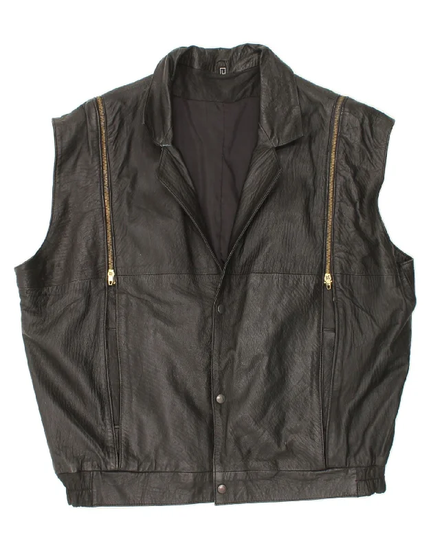Men's Coats for Outdoor ActivitiesVINTAGE Mens Leather Gilet UK 40 Large Black Leather Men's Coats for Outdoor ActivitiesVINTAGE Mens Leather Gilet UK 40 Large Black Leather