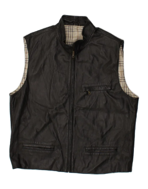 Men's Coats Made in ItalyVINTAGE Mens Leather Gilet UK 40 Large Black Leather