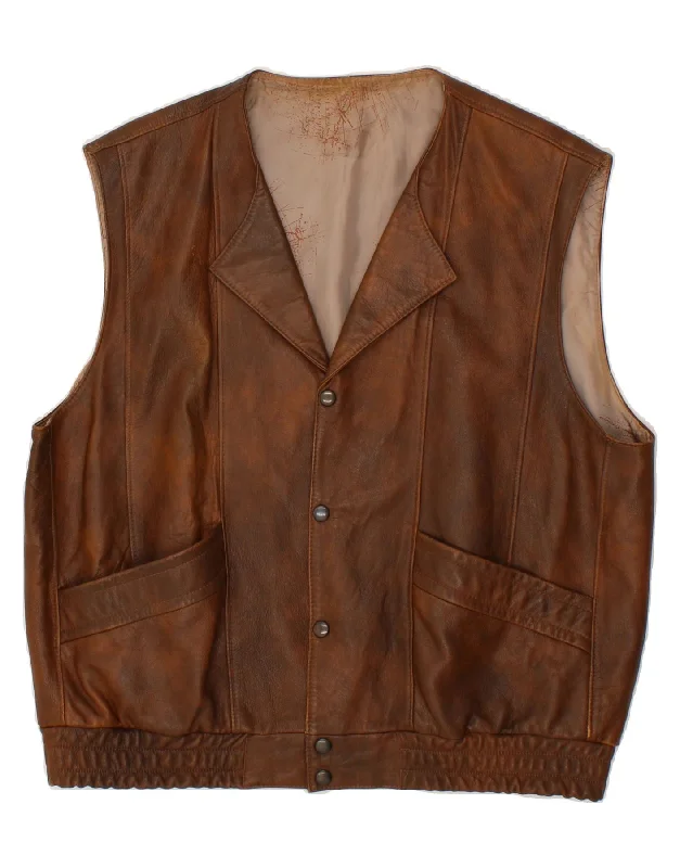 Lightweight Men's WindbreakersVINTAGE Mens Leather Gilet UK 40 Large Brown