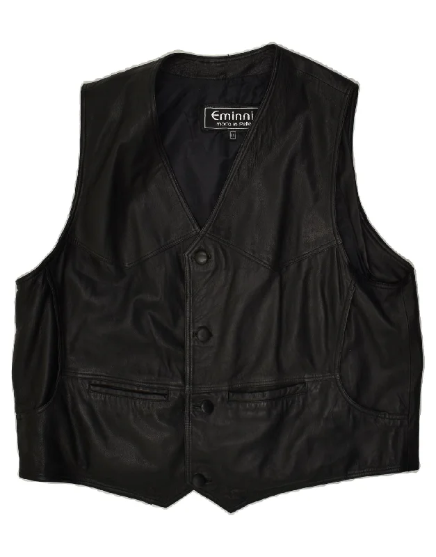 Men's Coats for Every OccasionVINTAGE Mens Leather Gilet UK 44 2XL Black Leather