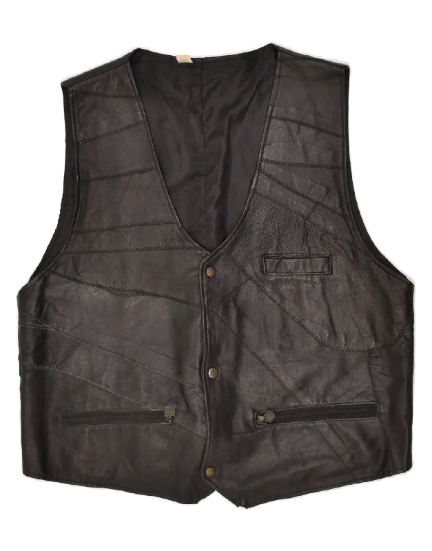 Men's Coats for Everyday WearVINTAGE Mens Leather Gilet UK 44 2XL Black
