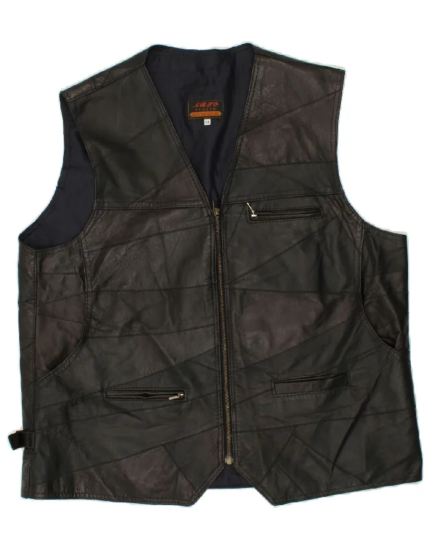 Men's Coats for All SeasonsVINTAGE Mens Leather Gilet UK 46 3XL Black Patchwork Leather Men's Coats for All SeasonsVINTAGE Mens Leather Gilet UK 46 3XL Black Patchwork Leather