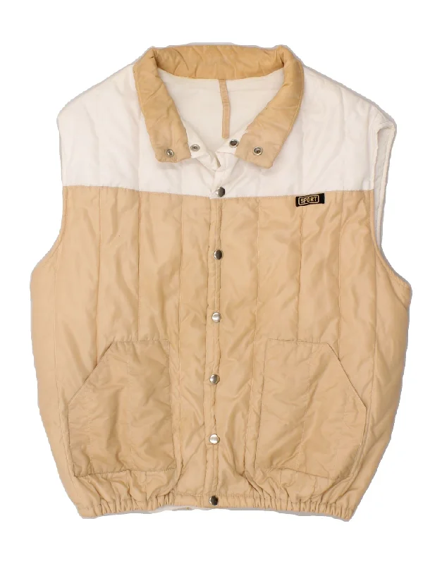Men's Coats with PocketsVINTAGE Mens Padded Gilet UK 40 Large Beige Colourblock