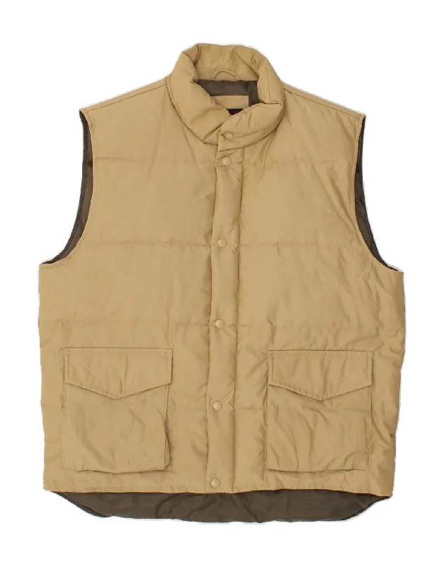 Men's Coats with Quilted LiningVINTAGE Mens Padded Gilet UK 40 Large Beige Cotton