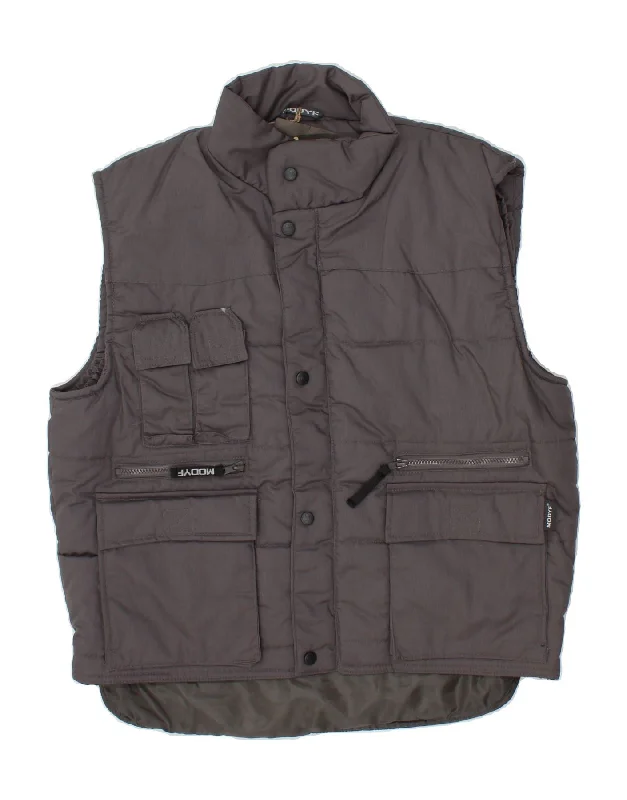 Men's Coats for SpringVINTAGE Mens Padded Gilet UK 40 Large Grey Polyester