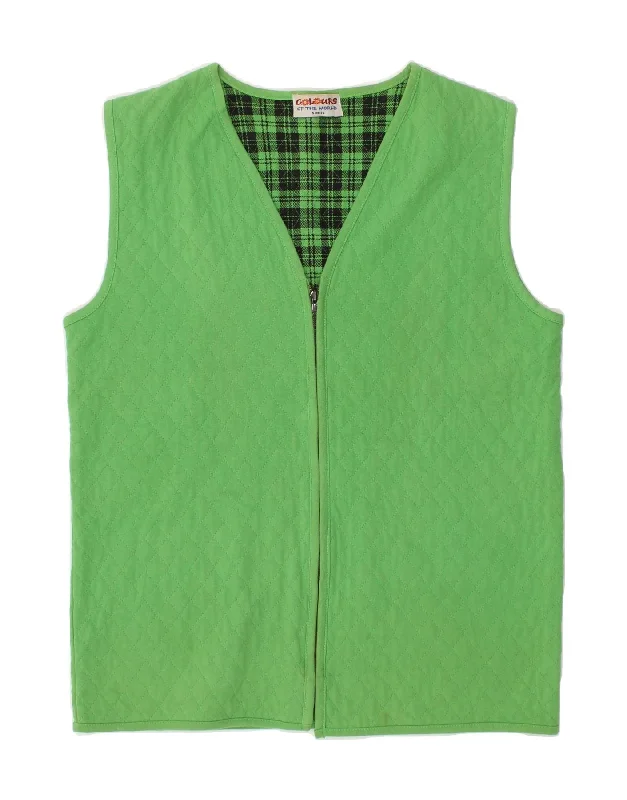 Men's Coats with Chest PocketsVINTAGE Mens Quilted Gilet UK 36 Small Green Cotton