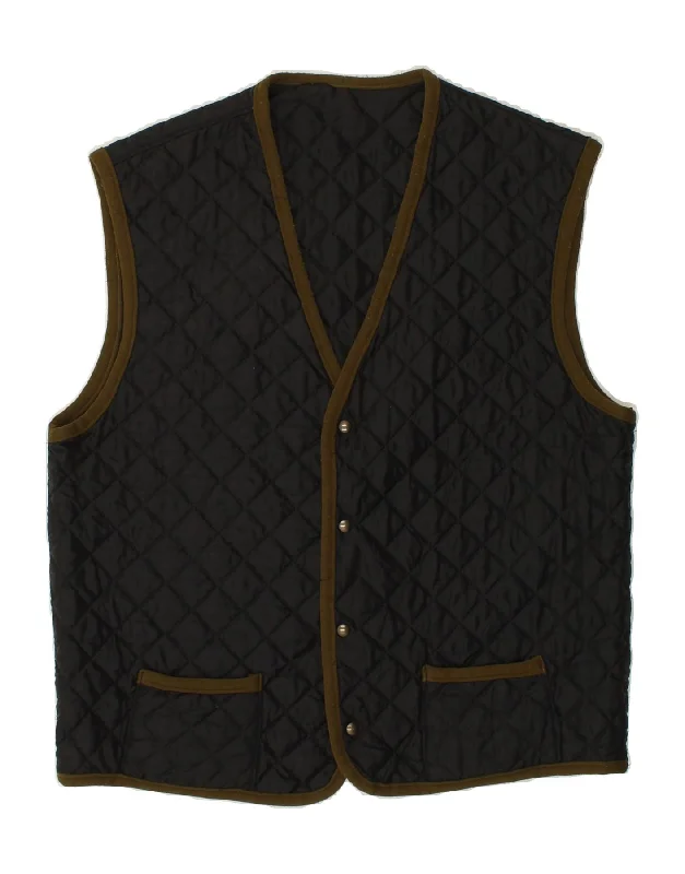 Men's Coats with Ripstop FabricVINTAGE Mens Quilted Gilet UK 38 Medium Black