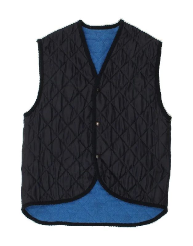 Men's Coats with Magnetic ClosuresVINTAGE Mens Quilted Gilet UK 38 Medium Navy Blue Polyamide Men's Coats with Magnetic ClosuresVINTAGE Mens Quilted Gilet UK 38 Medium Navy Blue Polyamide
