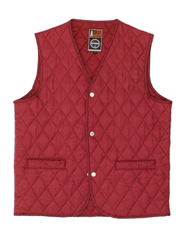 Weather-Resistant Men's CoatsVINTAGE Mens Quilted Gilet UK 38 Medium Red Polyester