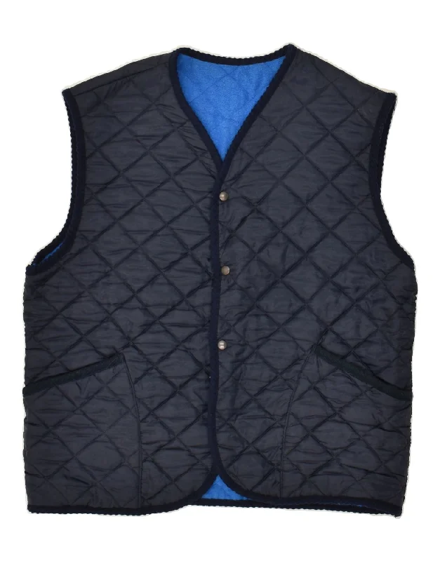 Men's Coats with Velcro ClosuresVINTAGE Mens Quilted Gilet UK 40 Large Navy Blue Polyamide Men's Coats with Velcro ClosuresVINTAGE Mens Quilted Gilet UK 40 Large Navy Blue Polyamide