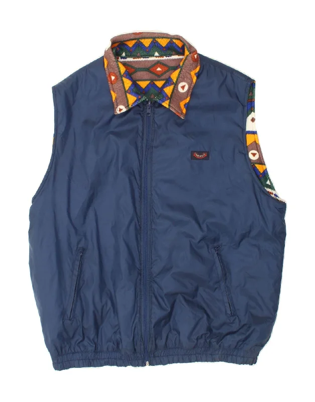 Men's Coats with ButtonsVINTAGE Mens Reversible Gilet UK 42 XL Blue Striped