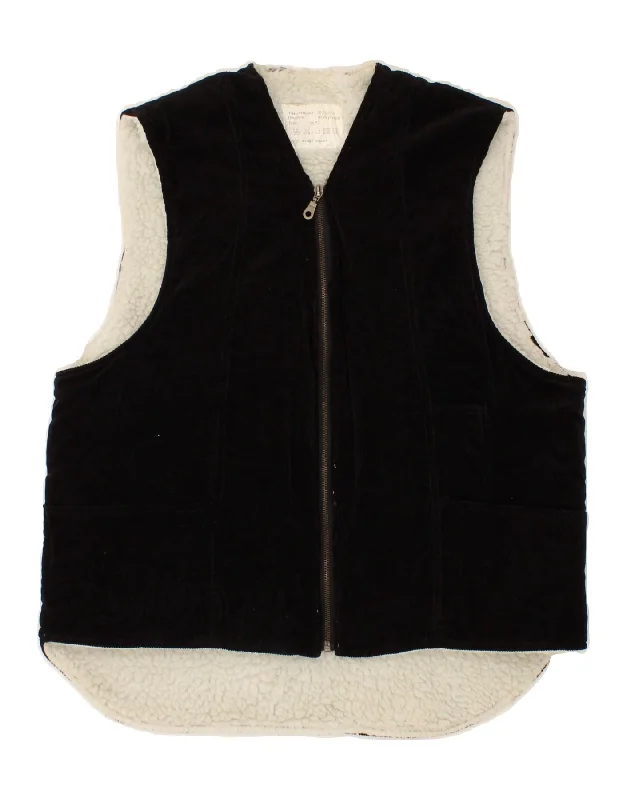 Men's Coats for Winter CampingVINTAGE Mens Sherpa Corduroy Gilet UK 40 Large Black Cotton
