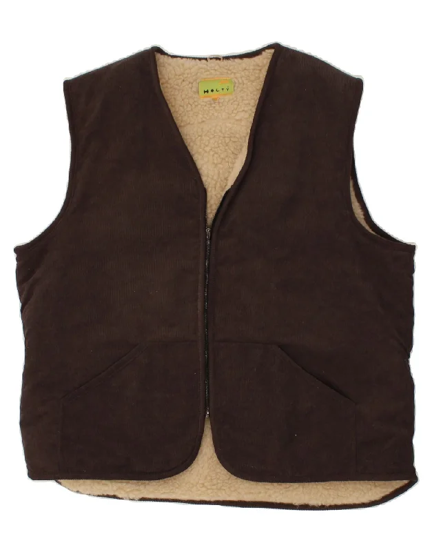 Unique Men's Flight JacketsVINTAGE Mens Sherpa Corduroy Gilet UK 50 5XL Grey