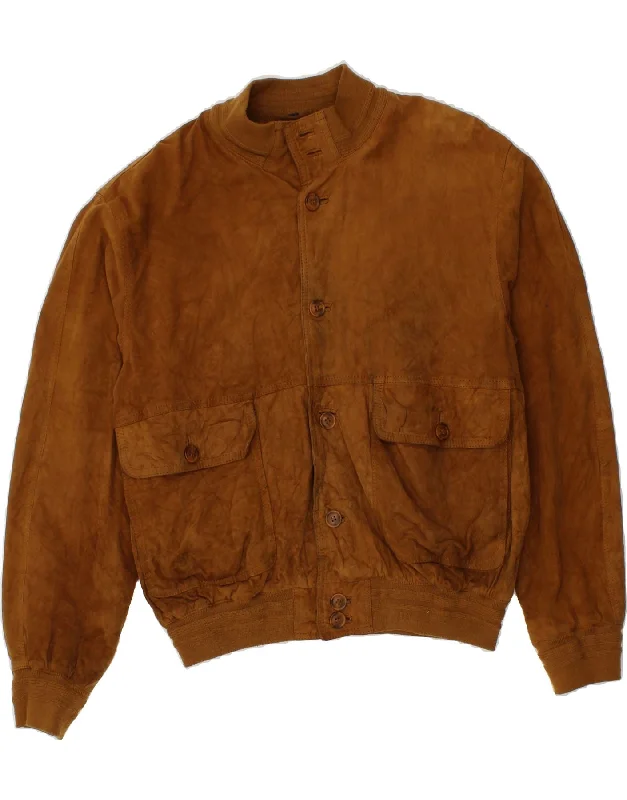 Waterproof Men's ParkasVINTAGE Mens Suede Bomber Jacket IT 52 XL Brown Leather