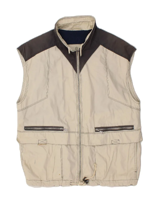 Men's Coats with LiningVINTAGE Mens Utility Gilet IT 56 3XL Grey Colourblock Cotton