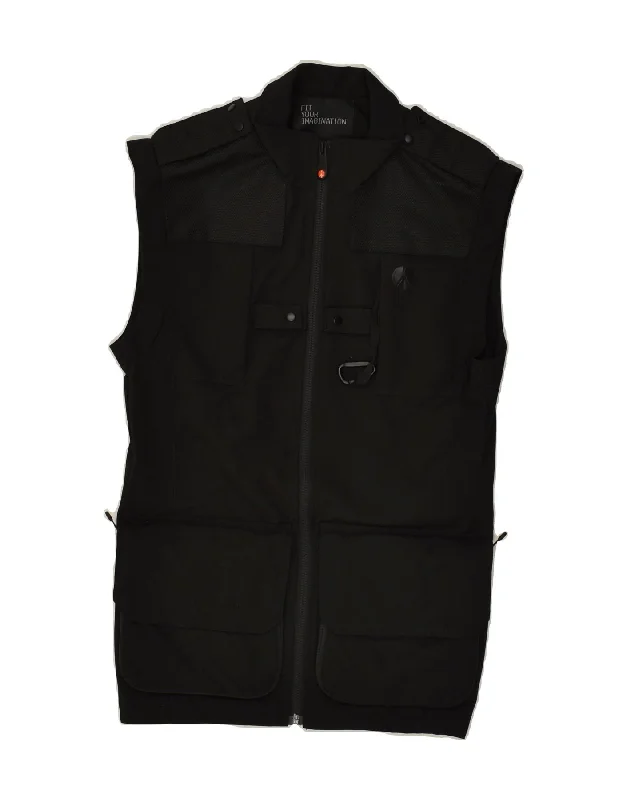 Men's Coats with LiningVINTAGE Mens Utility Gilet UK 34 XS Black Polyester