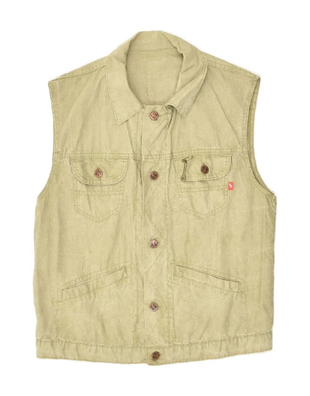 Men's Coats with Patchwork DesignsVINTAGE Mens Utility Gilet UK 36 Small Green