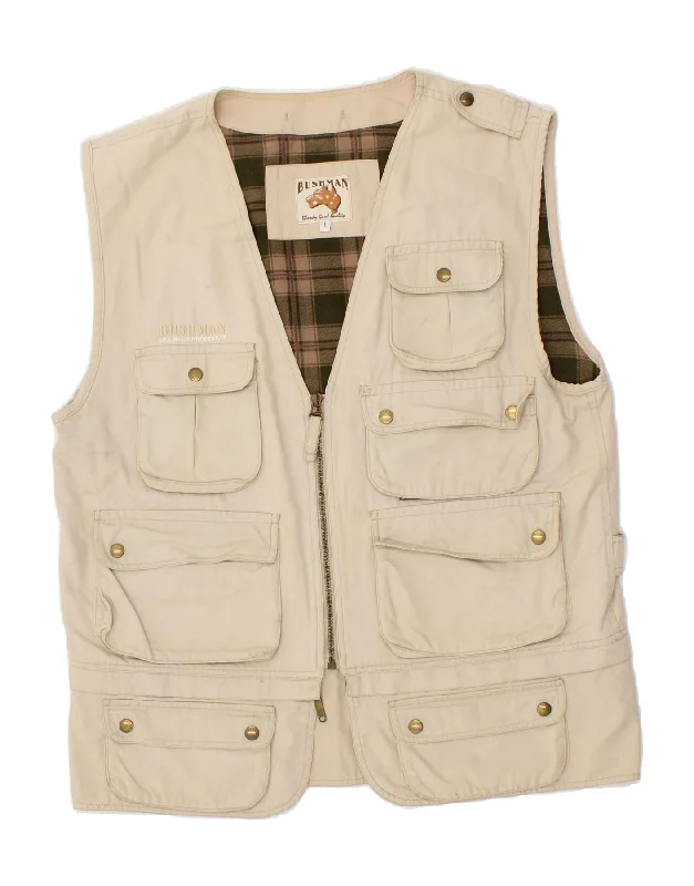 Men's Coats with Adjustable HemsVINTAGE Mens Utility Gilet UK 40 Large Beige Cotton